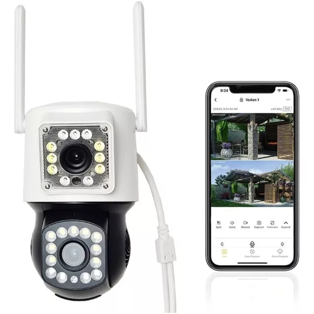 Camara Ip Wifi Doble lente 22 LED grande