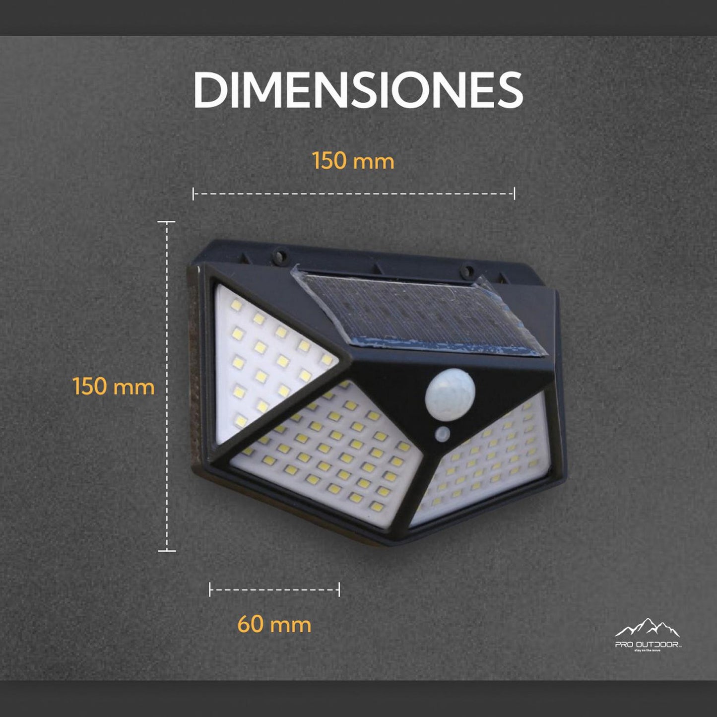 Aplique Triangular 100 Led Solar Contra