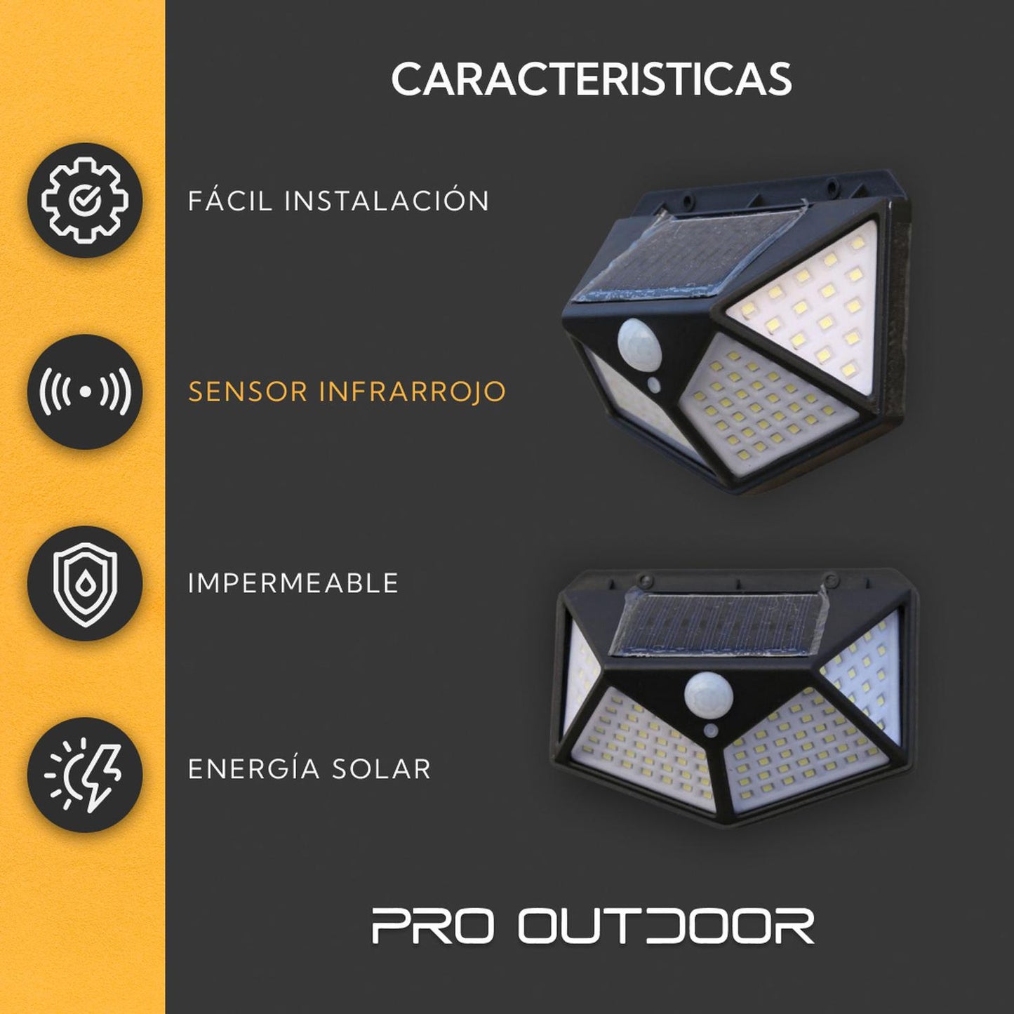 Aplique Triangular 100 Led Solar Contra